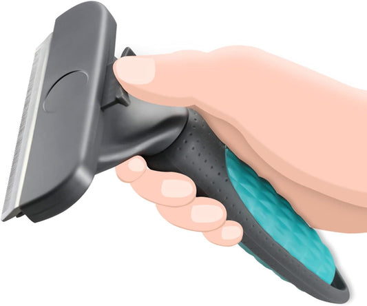 Pet Grooming Brush Effectively Reduces Shedding by up to 98% Professional Deshedding Tool for Dogs and Cats Furminator for Dogs Dog Brush Dog Brush for Shedding Cat Brush Slicker Brush (Blue, Large)