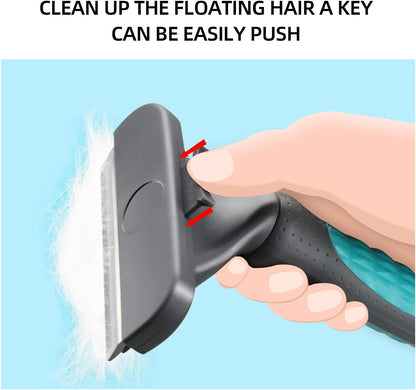 Pet Grooming Brush Effectively Reduces Shedding by up to 98% Professional Deshedding Tool for Dogs and Cats Furminator for Dogs Dog Brush Dog Brush for Shedding Cat Brush Slicker Brush (Blue, Large)