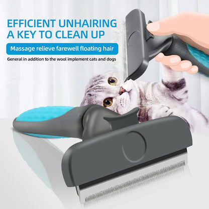 Pet Grooming Brush Effectively Reduces Shedding by up to 98% Professional Deshedding Tool for Dogs and Cats Furminator for Dogs Dog Brush Dog Brush for Shedding Cat Brush Slicker Brush (Blue, Large)